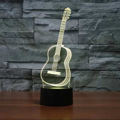 3D LED Guitar Night Light - 7 Colour Changing Optical Illusion Lamp - Shello's Creative Boutique