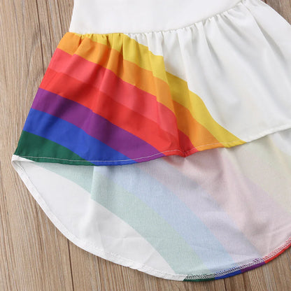 Princess Dress Kid Baby Girls Party Pageant Cute Sleeveless Backless Strap Rainbow Beach Tutu Dresses - Shello's Creative Boutique