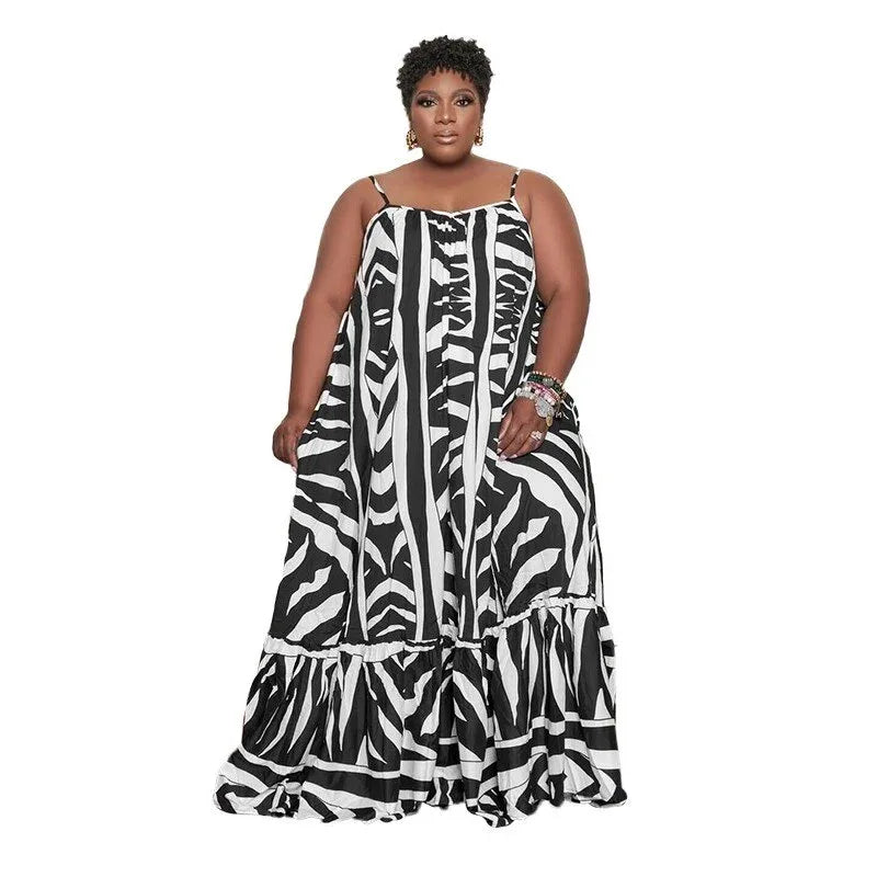 Plus Size Halter Beach Dress - Printed Maxi Dress L-5XL - Shello's Creative Boutique