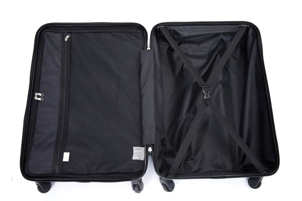 3 Piece Luggage Sets PC+ABS Lightweight Suitcase with Two Hooks Spinner Wheels (20/24/28) Red eprolo