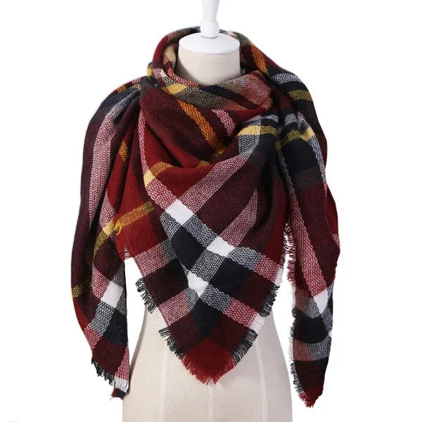 Winter Triangle Scarf For Women Brand Designer Shawl Cashmere Plaid Scarves Blanket Wholesale Drops - Shello's Creative Boutique