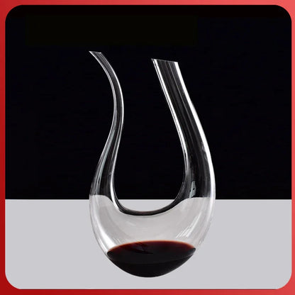 1500ml 50oz Hotel Home Elegant Hand Blown Clear Crystal U Shape Wine Decanter Set with 4 glasses For Vodka Tequila - Shello's Creative Boutique