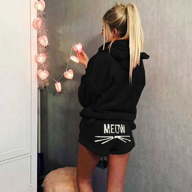 Women Pajama Sets Winter Warm Pyjamas Ladies Homewear Sleepwear Cartoon Cat Embroidery Female Nightgown Suit - Shello's Creative Boutique
