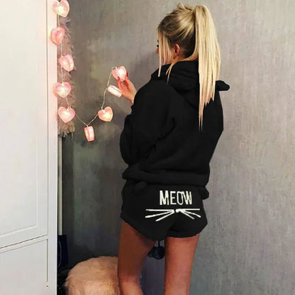 Women Pajama Sets Winter Warm Pyjamas Ladies Homewear Sleepwear Cartoon Cat Embroidery Female Nightgown Suit - Shello's Creative Boutique