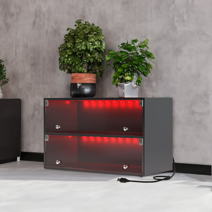 Black Glass Door Shoe Box Shoe Storage Cabinet For Sneakers With RGB Led Light eprolo