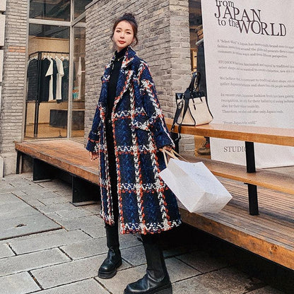 Plaid Woolen Overcoat Women Clothing Mid-Length - Shello's Creative Boutique