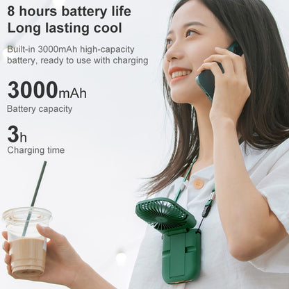 F30 Electroplating Handheld Fan Portable Desktop Folding Mute USB Hanging Neck Fan, Upgraded Version, F30 (Pink), F30 (Green), F30 (Blue), F30 (White)