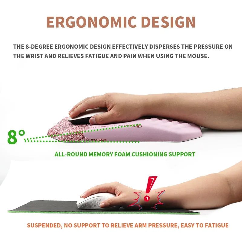 Ergonomic Mouse Pad Wrist Support with Massage Design Wrist Rest Pain Relief Mousepad with Memory Foam&Non-Slip PU Base Mousepad - Shello's Creative Boutique