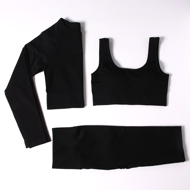 Women Gym Clothing Female High Waist Yoga Pants Tracksuit Women Fitness Clothing 2 Piece Set -Shello's Creative Boutique
