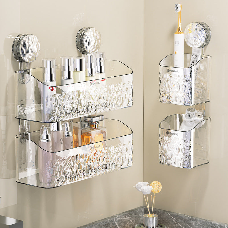Suction tray rack bathroom shelf no punch bathroom wash table hanging basket wall hanging wall receiving rack eprolo