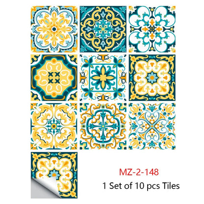 10 Piece Set Of Datura Mosaic Small Flower Imitation Ceramic Tile Wall Sticker - Shello's Creative Boutique