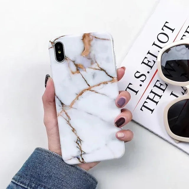 Luxury Marble Case For iPhone 7 Case Soft Silicone Back Cover For iPhone 6 6S 7 Plus 8 Plus Coque iPhone X XR XS Max Case Cover - Shello's Creative Boutique