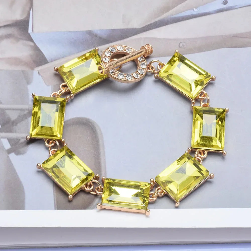 New Purple Yellow Blue Glass Crystal Bracelets Women Charm Jewelry Luxury Boho Ethnic Statement Bracelet Female - Shello's Creative Boutique