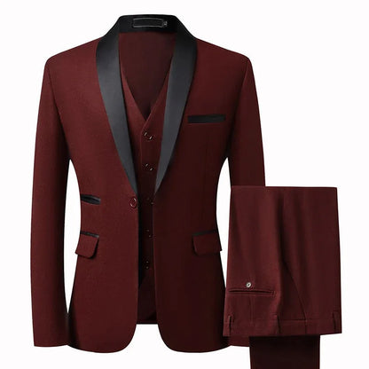 Suit Groom Suit Set Men's Three Piece Slim Fit Korean Version Wedding Dress Business Casual Handsome Suit - Shello's Creative Boutique