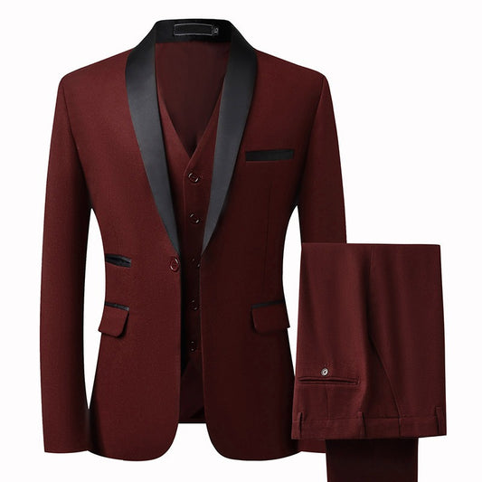 Suit Groom Suit Set Men's Three Piece Slim Fit Korean Version Wedding Dress Business Casual Handsome Suit eprolo