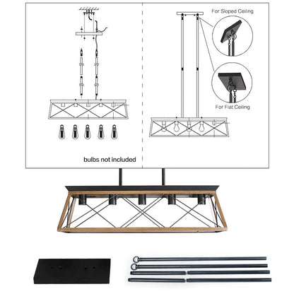 Farmhouse Chandeliers With 5 Bulbs – Rustic Elegance for Your Dining Room - Shello's Creative Boutique