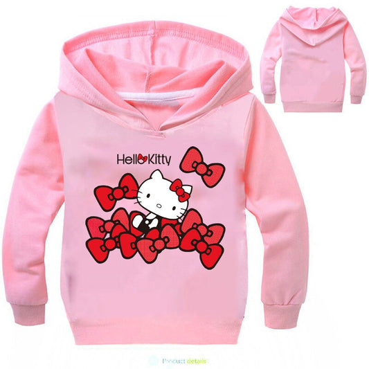 Classic Cartoon Hello Kitty Printing Hoodies Long Sleeve Casual Cotton Autumn Sweatshirts Cute Baby Gifts Clothing For Children eprolo
