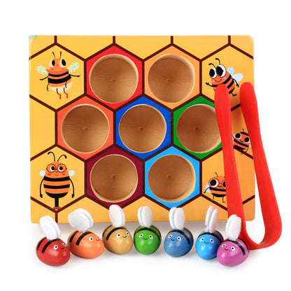 Logwood baby wooden Novelty & Gag Toys Beehive game learning Education toy Bee table game Children gifts eprolo
