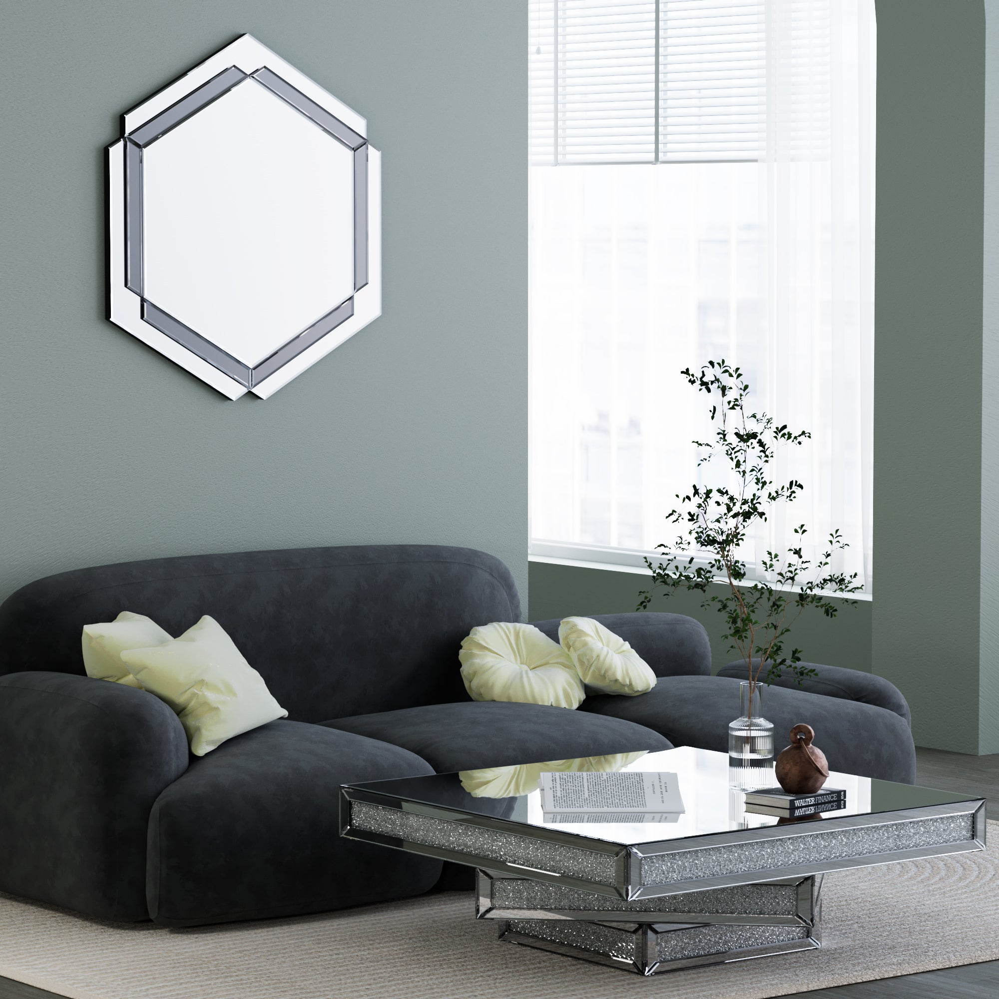 28 x 31.5 inches Wall-Mounted Silver Decorative Round Wall Mirror for Home, Living Room, Bedroom, Entryway eprolo