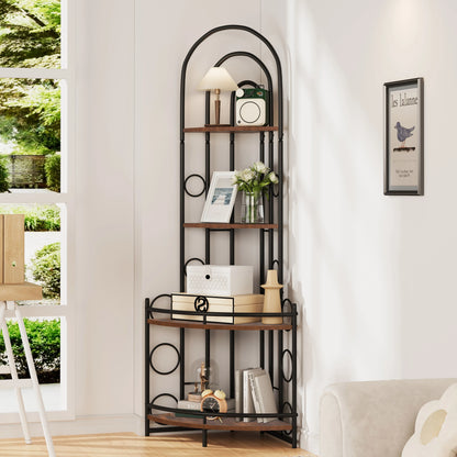 4-Tier Corner Bookshelf, Modern Style, Plant Stand with Metal Frame - Shello's Creative Boutique