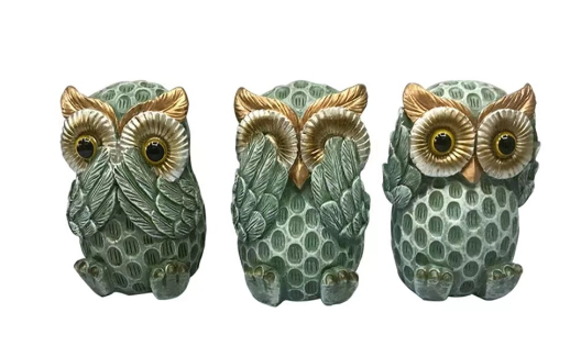 Charming European Owl Wine Cabinet Decoration - Elegant Resin Home Decor
