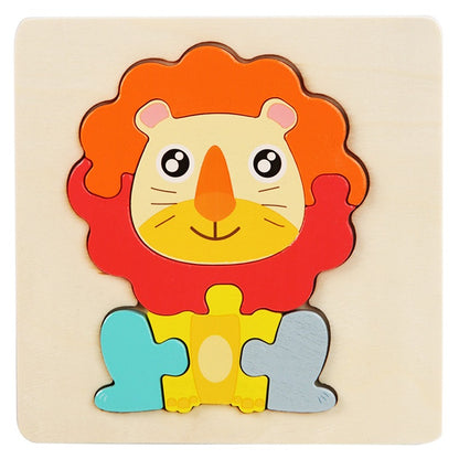 Wooden Small Puzzle Young Children Early Education Puzzle Card Buckle Three-Dimensional Animal Cartoon Shape Matching Puzzle Board Toys eprolo