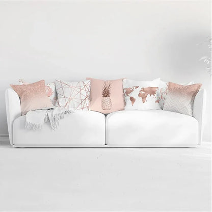 Rose Gold Pineapple Glitter Pillow Case - Glamorous 45x45cm Cushion Cover - Shello's Creative Boutique