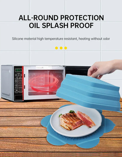 Microwave Oven Anti Spluttering Lid Collapsible Silicone Microwave Food Cover with Plate Microwave Cover lids - Shello's Creative Boutique