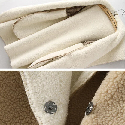 Loose Lamb Wool Cardigan Solid Color Hooded Long Fashion Coat Knitted Sleeve Stitching Warm Jacket - Shello's Creative Boutique