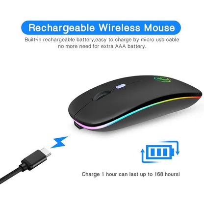 Wireless Mouse Bluetooth RGB Rechargeable Computer Silent Mause LED Backlit Ergonomic - Shello's Creative Boutique
