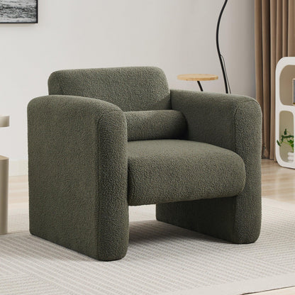 Modern style chair with Sheepskin Sherpa fabric soft cushion, armchair, soft with backrest and pillow - Shello's Creative Boutique