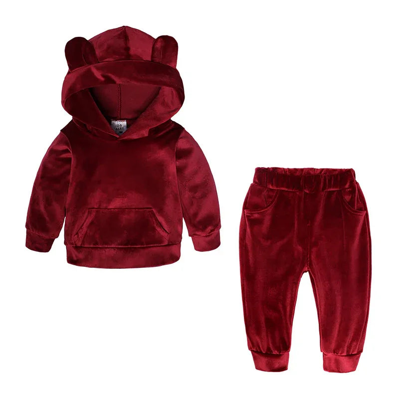 Children's Clothing Boys And Girls Suits Sports And Leisure Gold Velvet Two-Piece Children's Clothes - Shello's Creative Boutique
