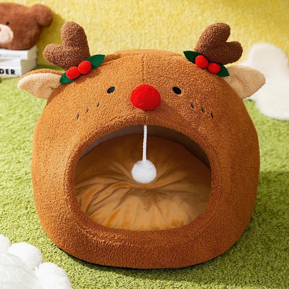 Adorable Toast Bread Pet Bed - Cozy Semi-Enclosed Cat & Dog Bed