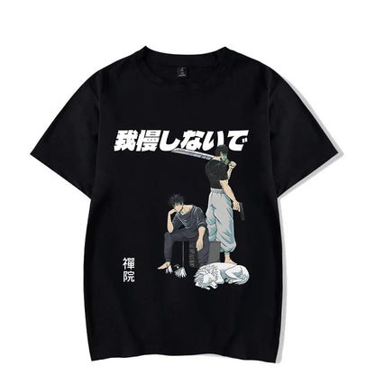 Anime Printed Streetwear Vintage Washed T-shirt Men Harajuku - Shello's Creative Boutique