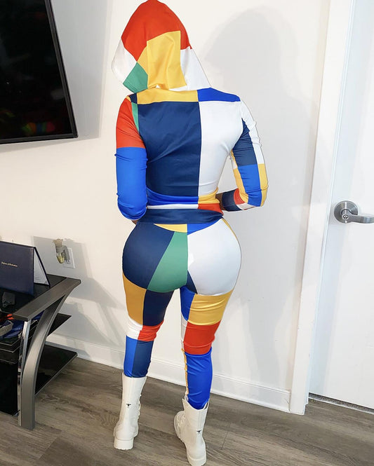 ADFVAT Colorful Plaid Print Two Piece Tracksuit Women Long Sleeve Hooded Top And Fitness Long Pant Casual Sporty Sets ALS165 eprolo