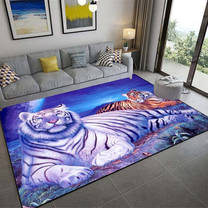 3D Three-Dimensional Animal Tiger Carpet - Realistic Living Room Floor Mat - Coffee Table Sofa Rug