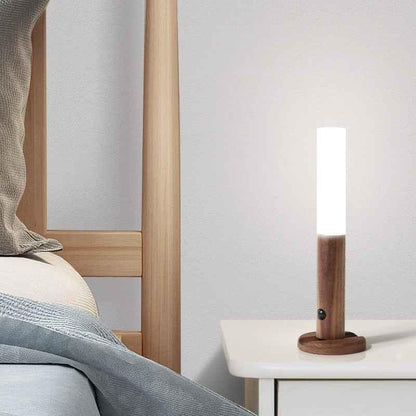 Intelligent Body Sensor Lamp USB Rechargeable Wood Grain Table Lamp for Bedroom and Corridor - Shello's Creative Boutique