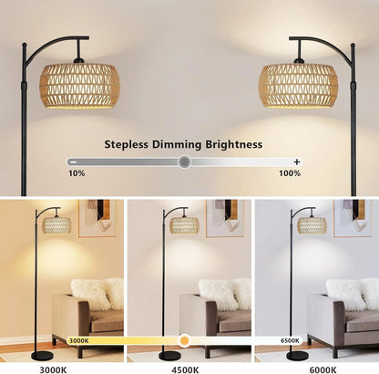 Arc Floor Lamp – Stylish Boho Lighting with Smart Features - Shello's Creative Boutique