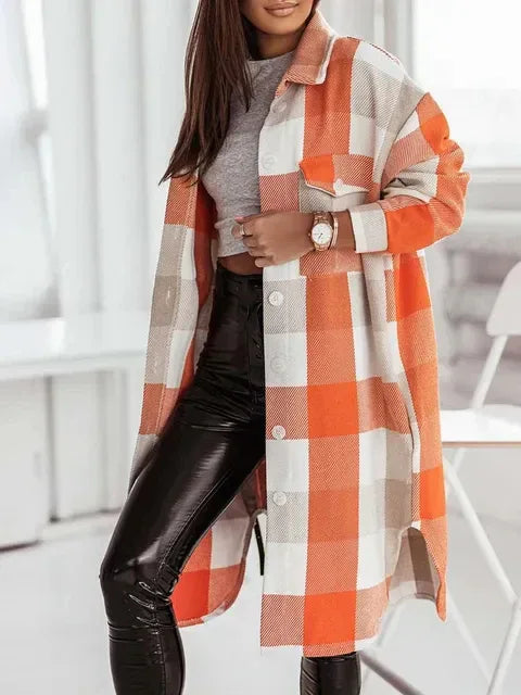 Long Plaid Jackets Coat Women Winter Thick Long Coats Jacket - Shello's Creative Boutique