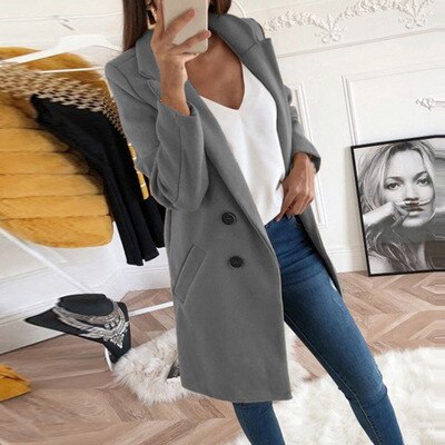 Plus Size Autumn Winter Wool Coat Women Elegant Blazer Ladies Cashmere Womens Coats Office Solid Medium Long Section Camel Coat eprolo