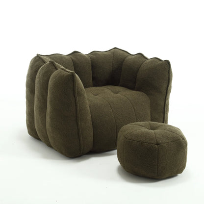 Soft Bean Bag Chair with High Resilient Foam Comfortable Square Lazy Sofa with Footstool - Shello's Creative Boutique