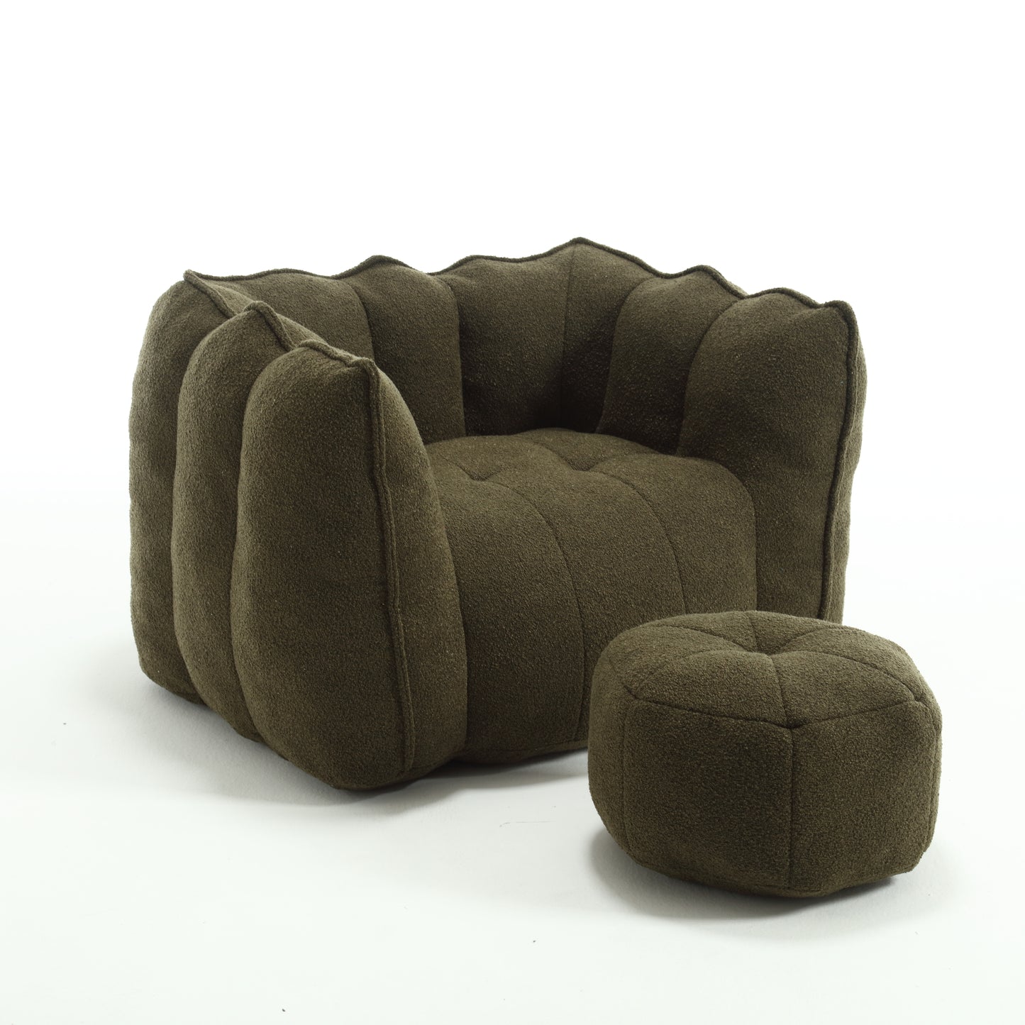Soft Bean Bag Chair with High Resilient Foam(Chips)for living room and bedroom,Comfortable Square Lazy Sofa with Footstool eprolo