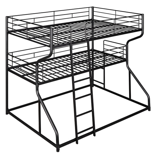 Full XL over Twin XL over Queen Size Triple Bunk Bed with Long and Short Ladder,Black eprolo