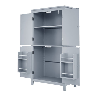 Bathroom floor storage cabinet, bathroom storage cabinet, 4-door independent cabinet, adjustable shelf, adaptive shelf, gray eprolo