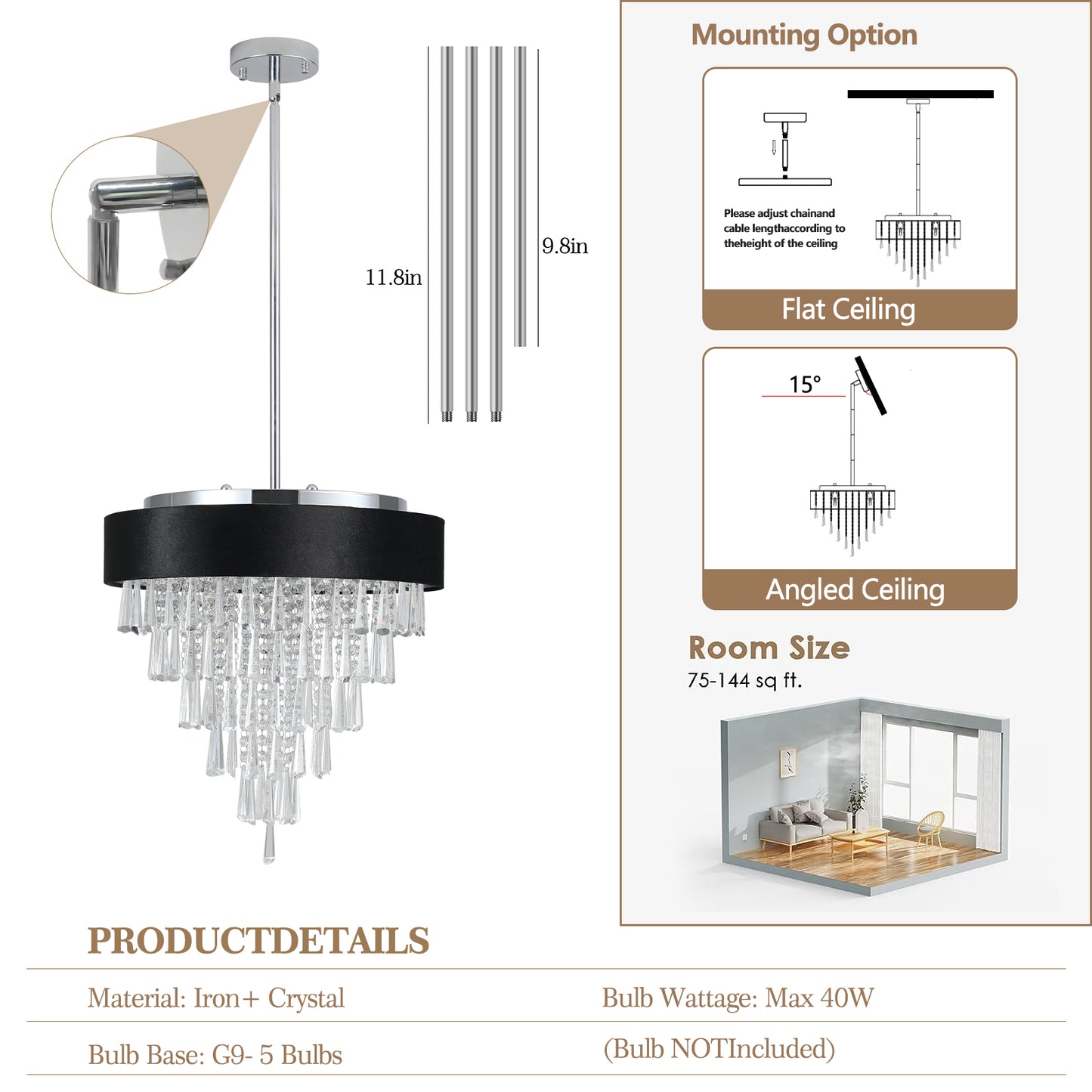 Modern Crystal Chandelier for  Living-Room Round Cristal Lamp Luxury Home Decor  Light Fixture eprolo