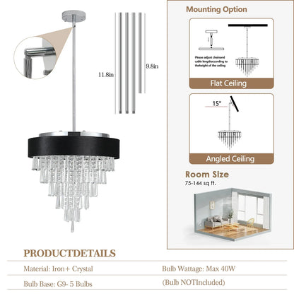 Modern Crystal Chandelier for Living Room – Luxury Round Crystal Lamp for Home Décor Light Fixture - Shello's Creative Boutique