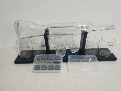 Crystal Glass AK47 Rifle Gun Whiskey Wine Glass Decanter With 4 Whiskey Glasses Set For Liquor,Whiskey,Vodka,Brandy - Shello's Creative Boutique
