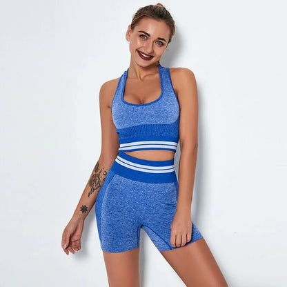 4Pcs Women Vital Seamless Yoga Set Sports Bra+Crop Top Shirts+Shorts+High Waist Leggings Gym Clothing Sports Wear For Women - Shello's Creative Boutique