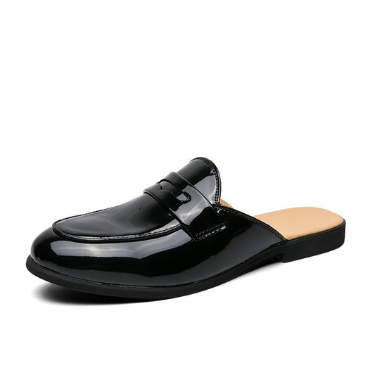 Half Shoes Men Mules Slippers Casual Shoes Men Fashion Social Patent Leather eprolo