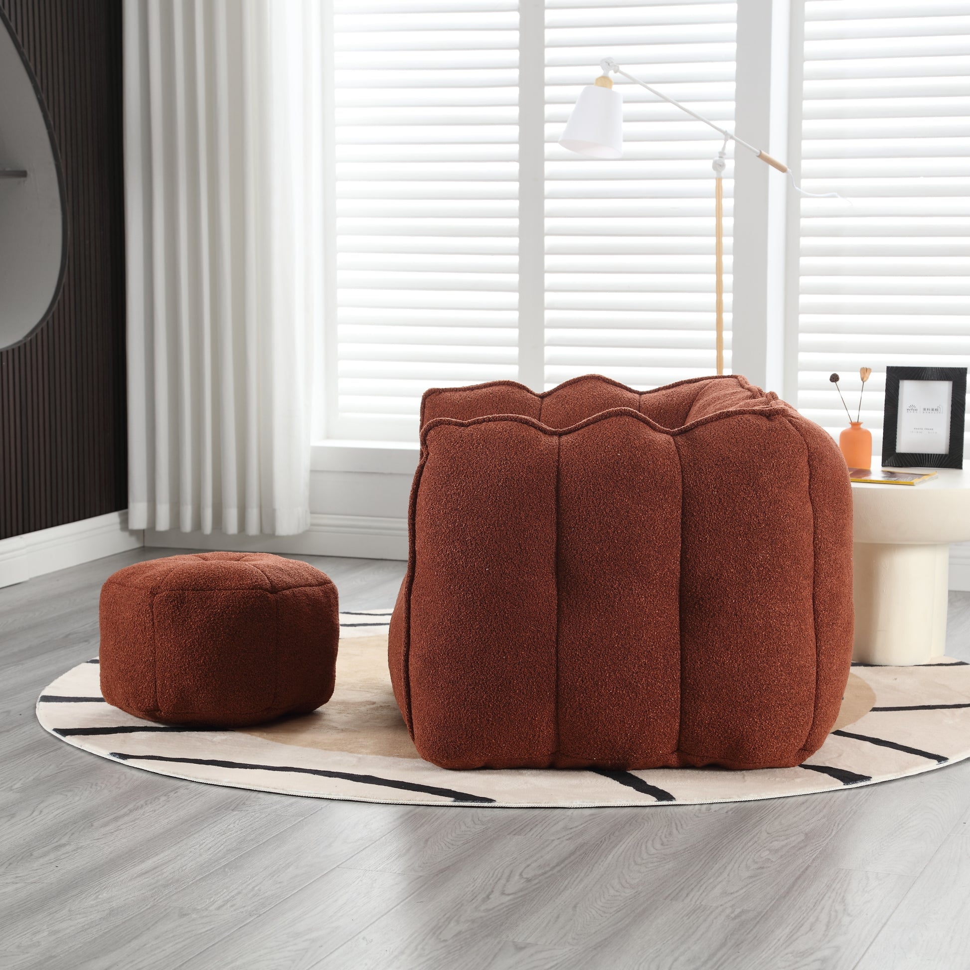 Soft Bean Bag Chair with High Resilient Foam(Chips)for living room and bedroom Comfortable Square Lazy Sofa with  Footstool eprolo